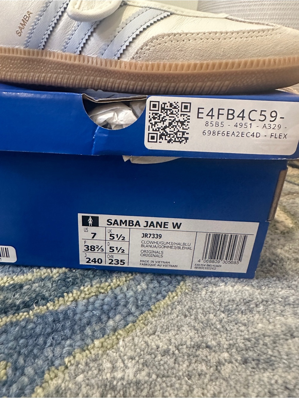 adidas Samba Jane White Gum Blue Halo Women's - Picture 5 of 14